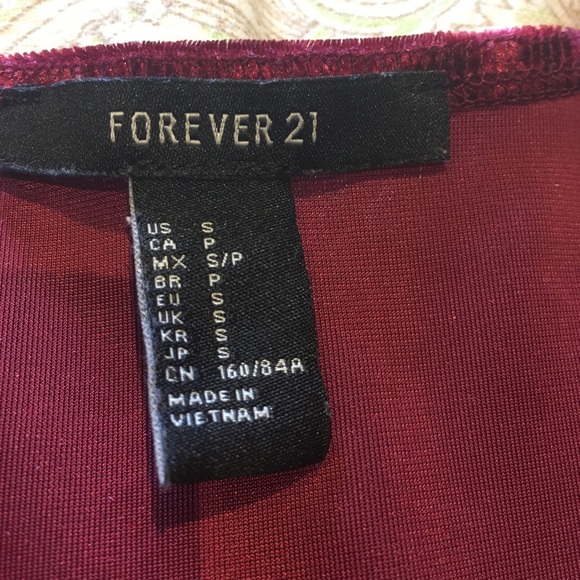 Forever21 Burgundy Velvet Long Sleeve Dress - Picture 4 of 4